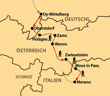 E5 Oberstdorf Meran Karte