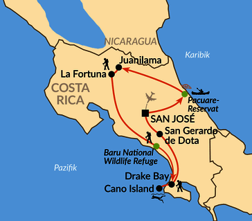 Karte: Costa Rica: im Einklang mit Natur und Kultur