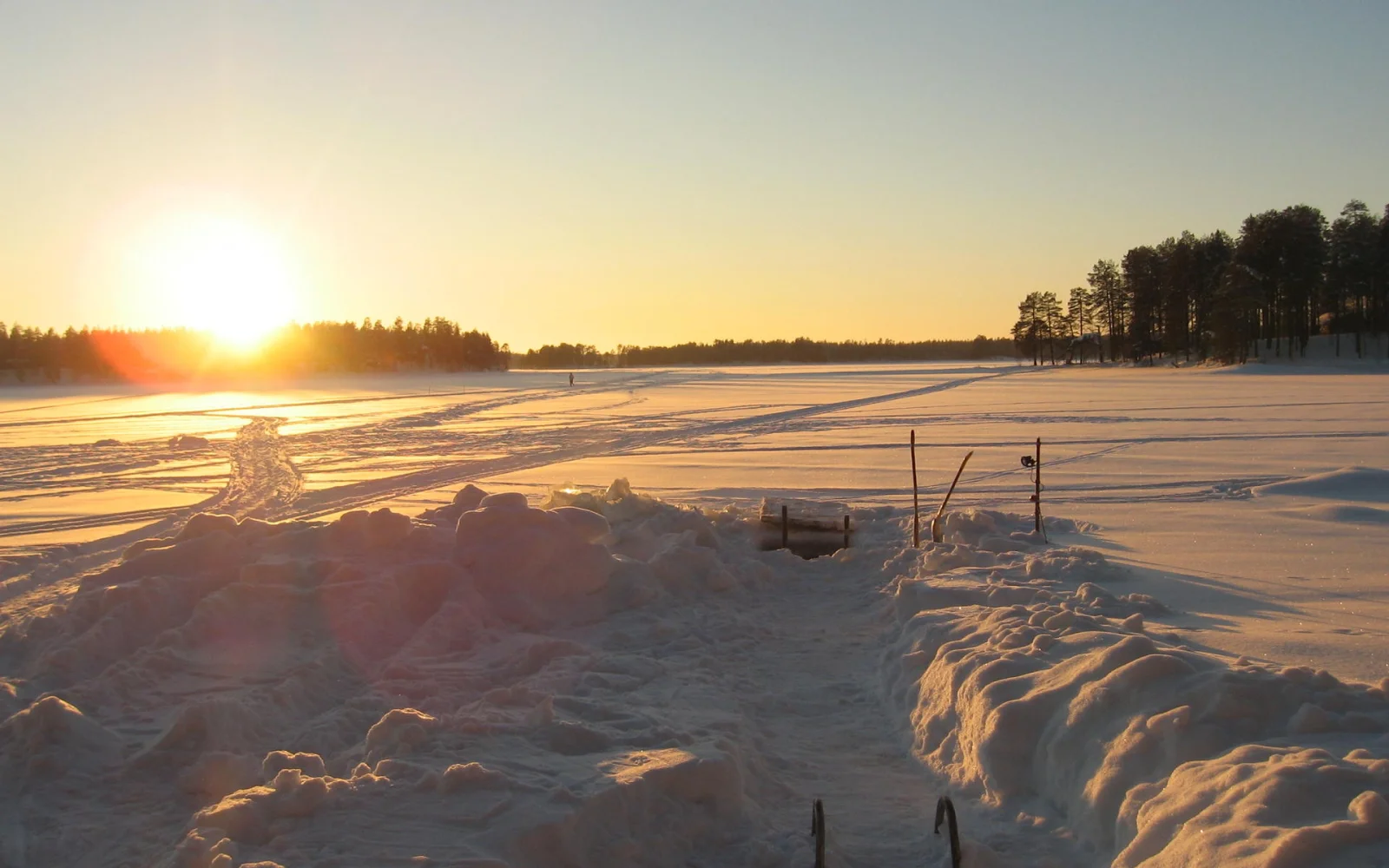 Sechs Abende Sauna mit Abkühlung im Eisloch am See