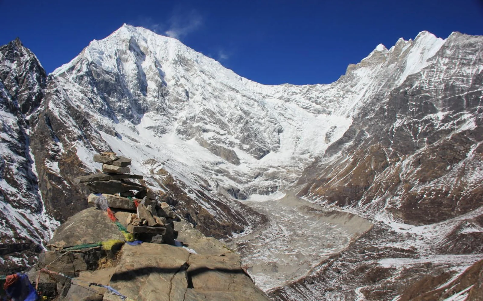 In Kyanjing Gompa reichen die Kimshung-Gletscher bis ins Tal hinab.