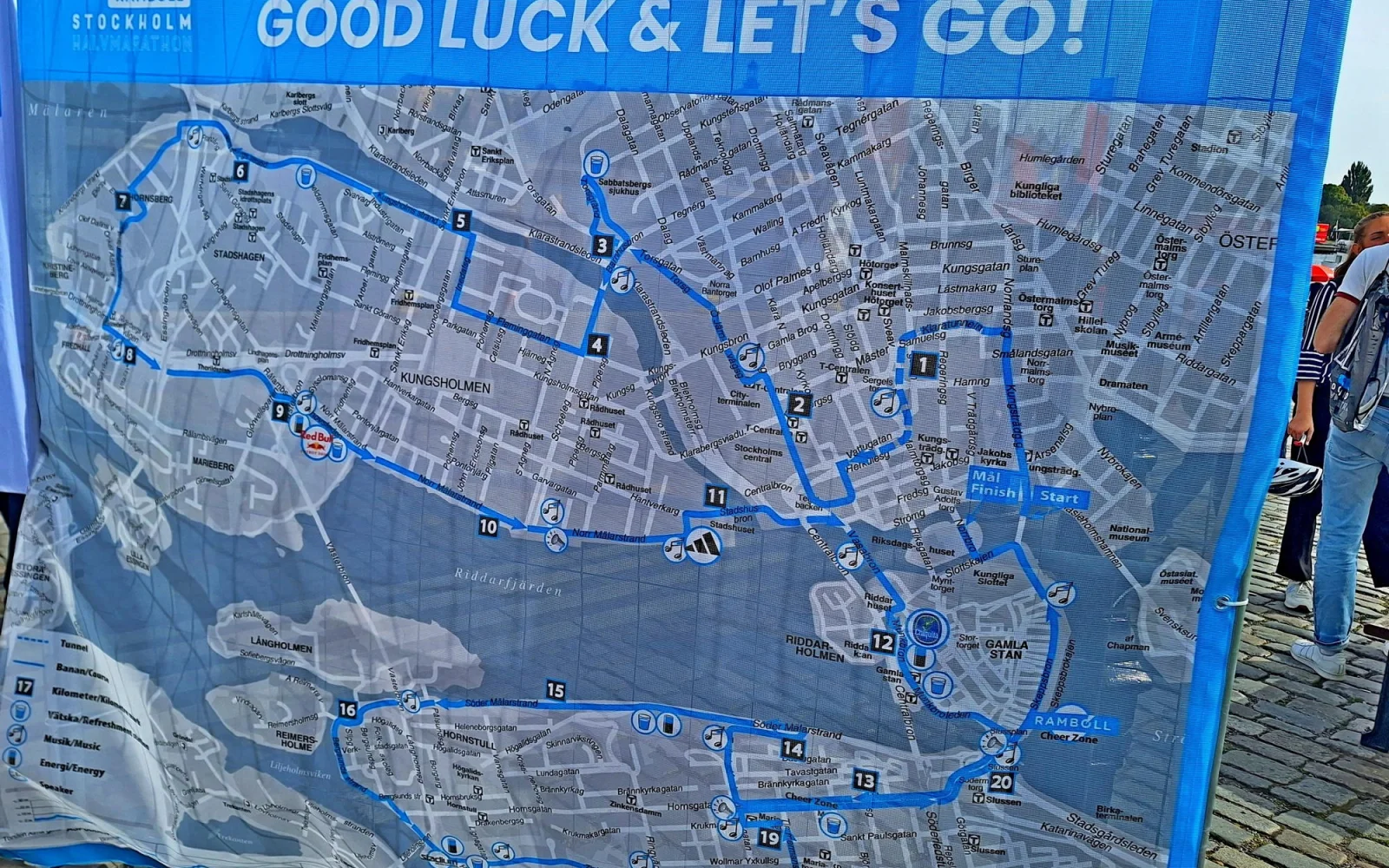 Laufstrecke auf Rundkurs durch Stockholms Ctiy